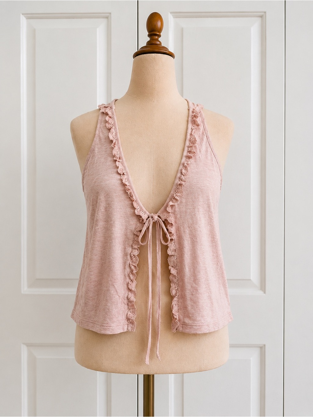 Beverly and Beck PacSun Pink Lace Tie Front Open Back Tank Top XXL NWT